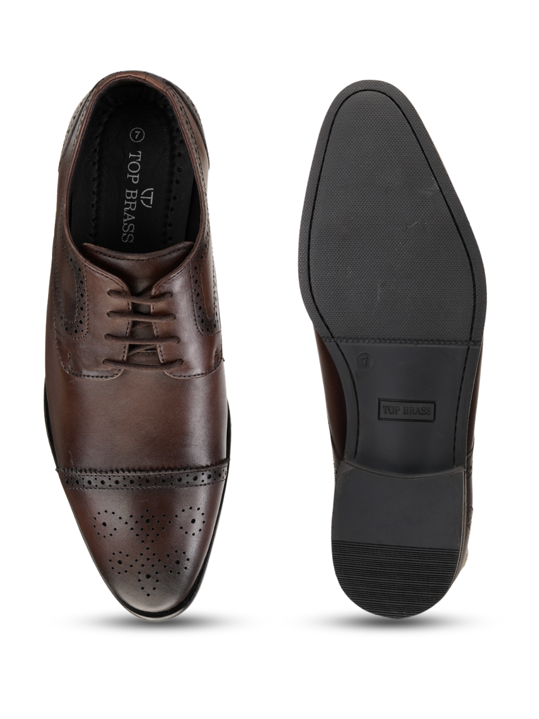 Top Brass Dark Brown Genuine Leather Derby Formal Shoes For Men Tbm021095 C258