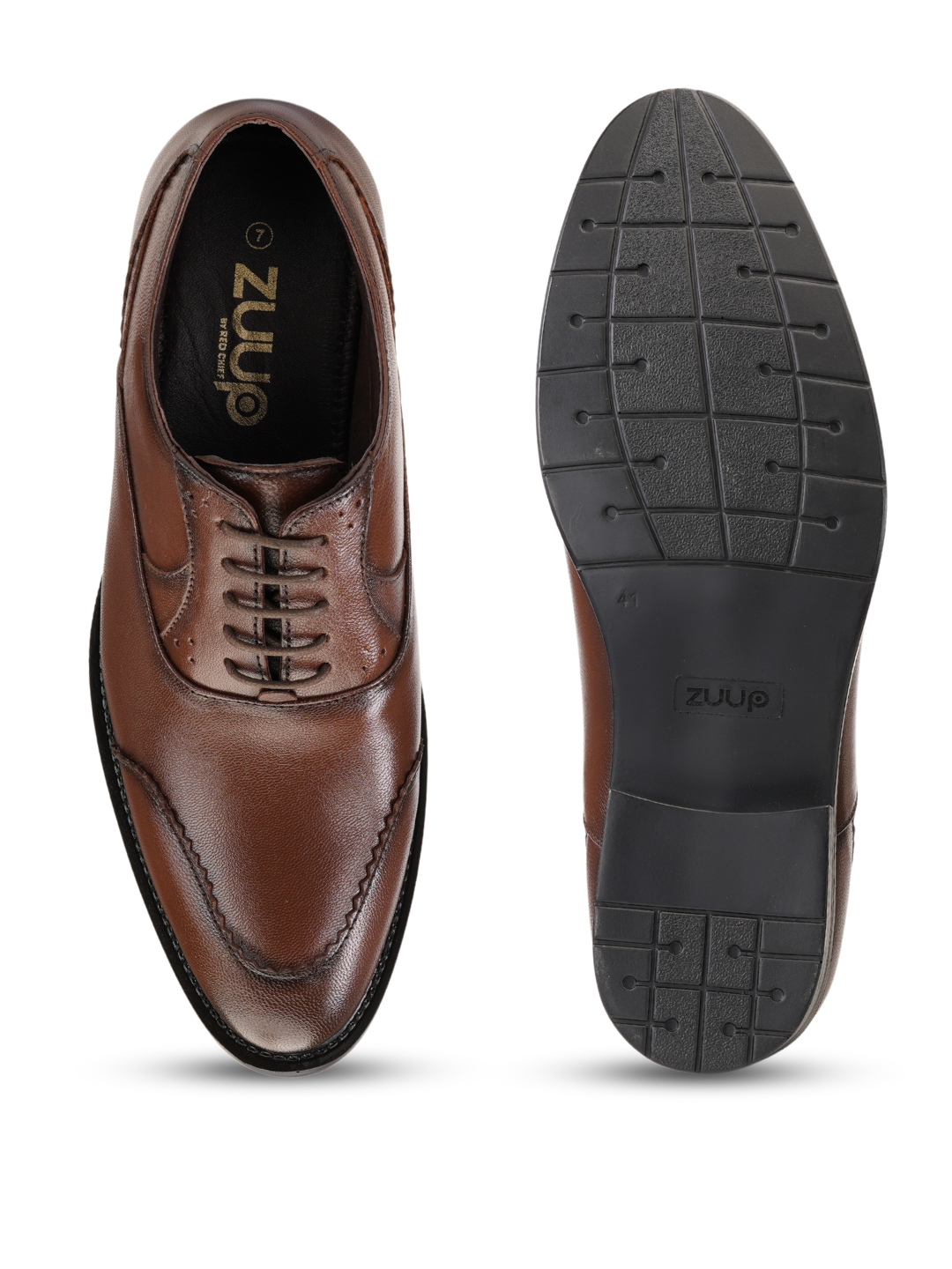 Zuup Tan Genuine Leather Oxford Formal Shoes For Men Zfm021051 C006