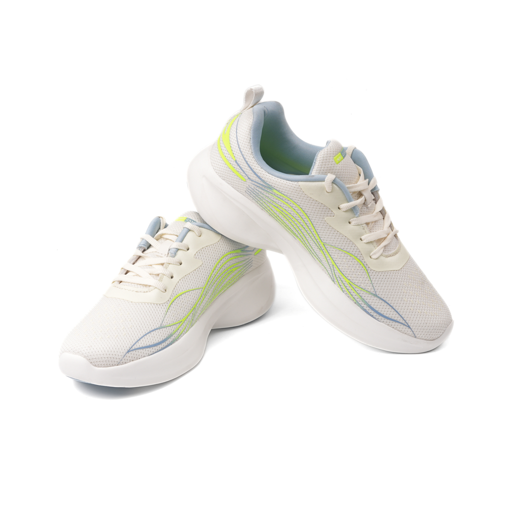 Campus White/Lemon Green Sports Shoes For Women Savvy-22L-930 C1087