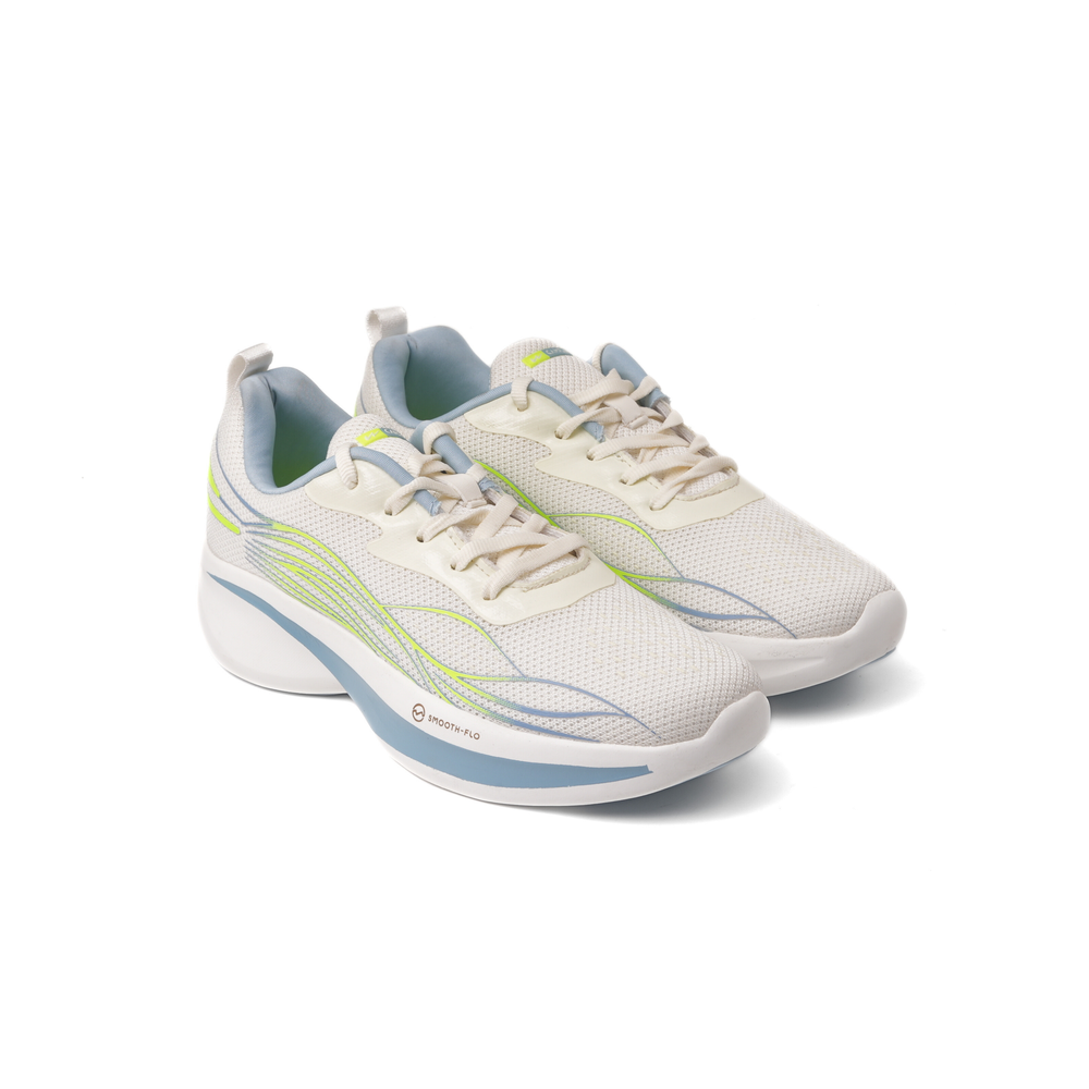 Campus White/Lemon Green Sports Shoes For Women Savvy-22L-930 C1087