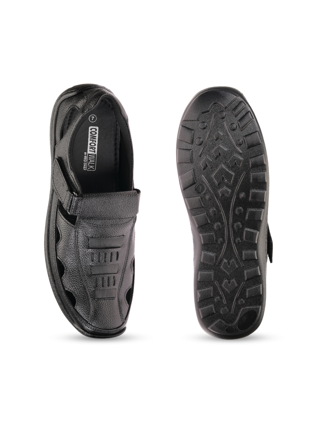 Comfort Walk Black Genuine Leather Pesawari Sandal For Men Cwm031016 C001