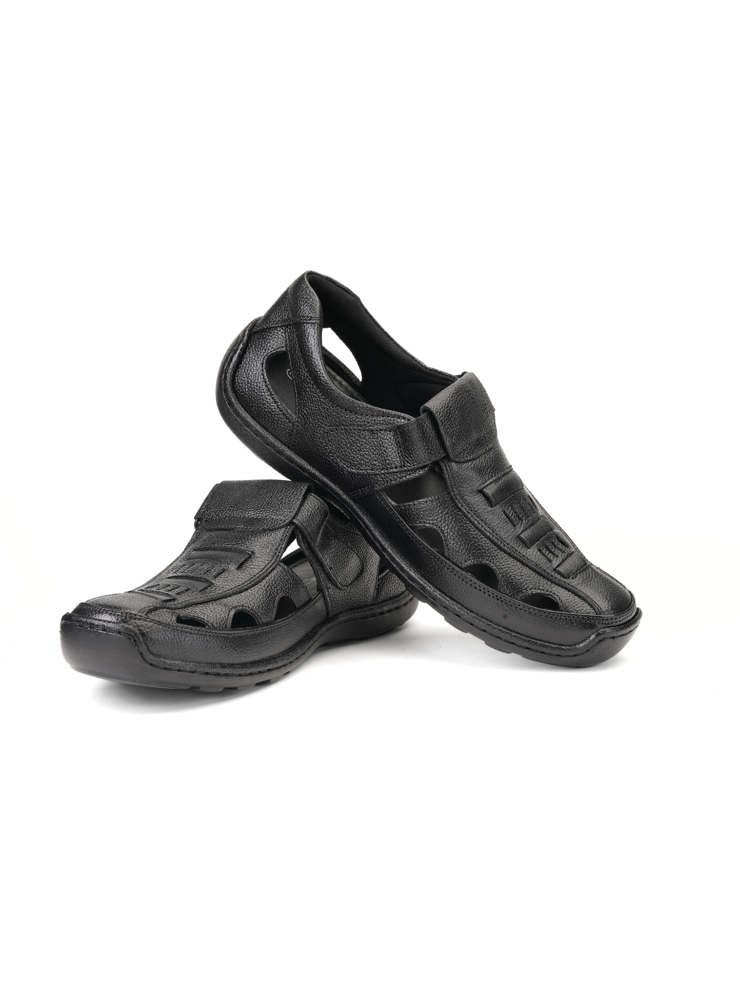 Comfort Walk Black Genuine Leather Pesawari Sandal For Men Cwm031016 C001