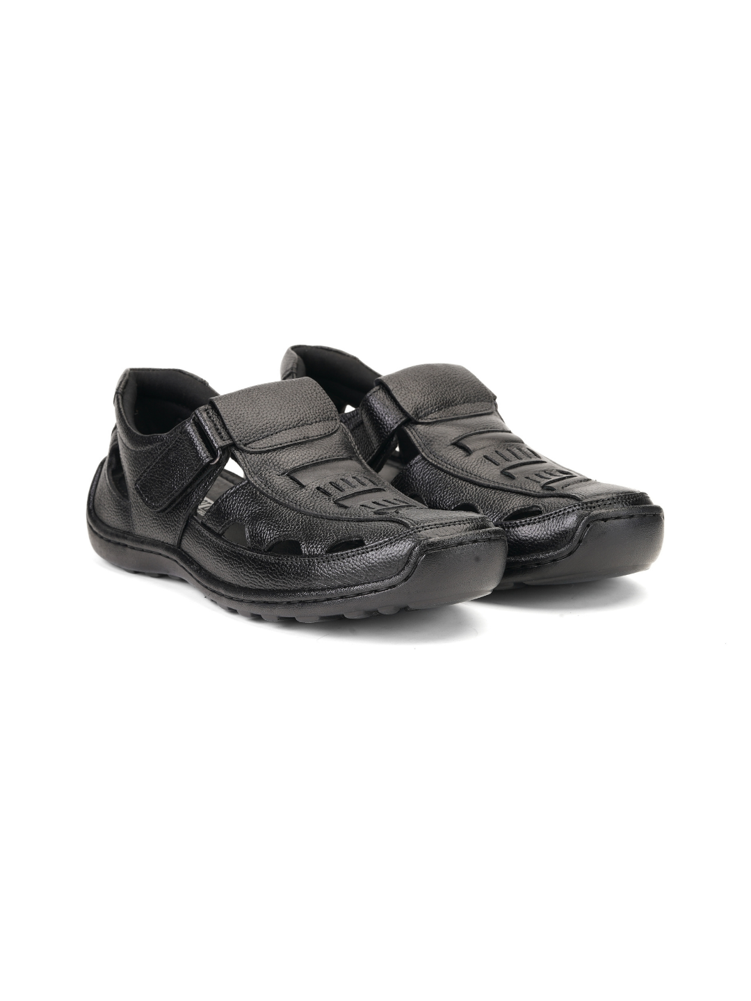 Comfort Walk Black Genuine Leather Pesawari Sandal For Men Cwm031016 C001