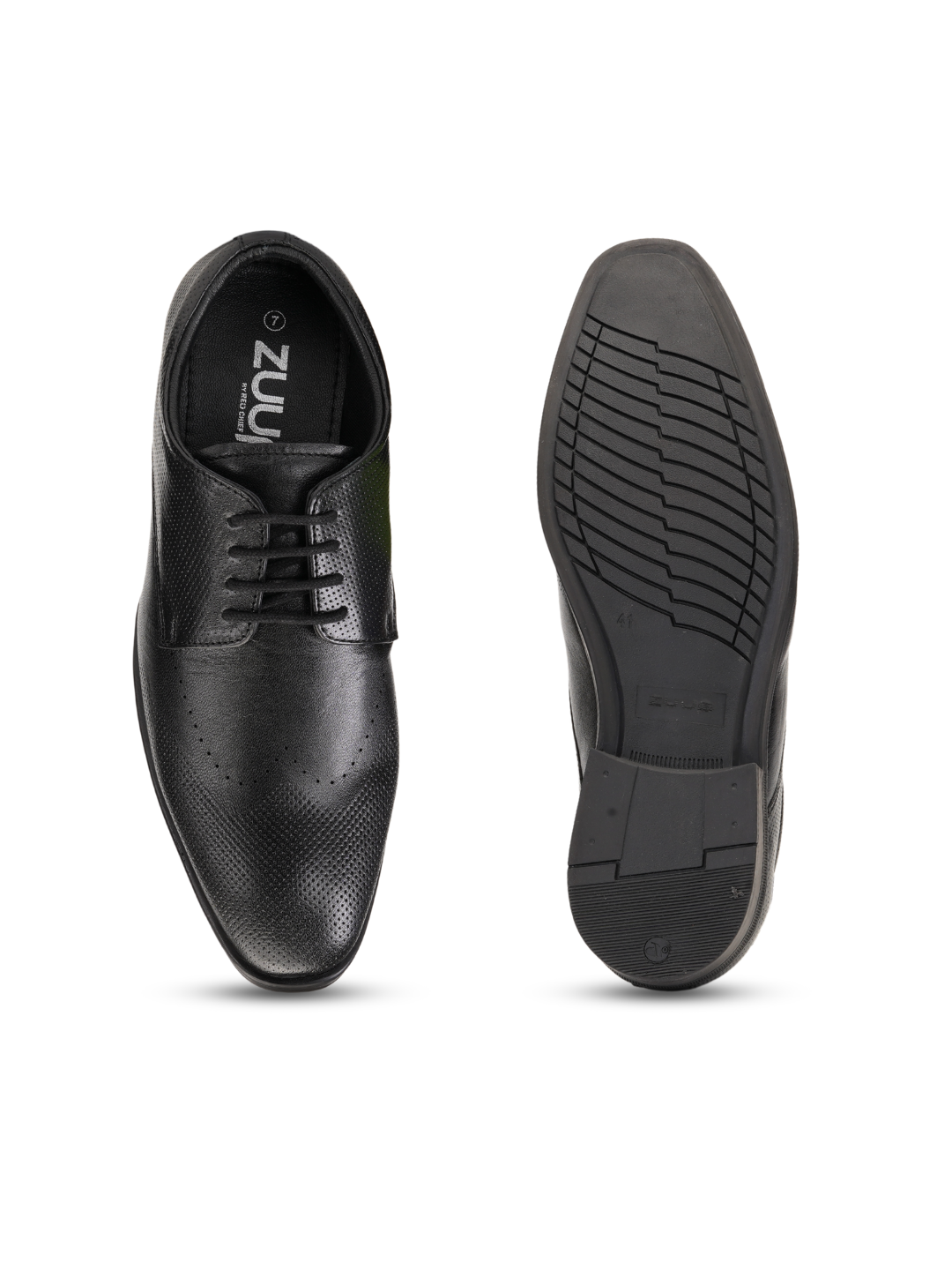 Zuup Black Genuine Leather Derby Formal Shoes For Men Zfm021069 C001