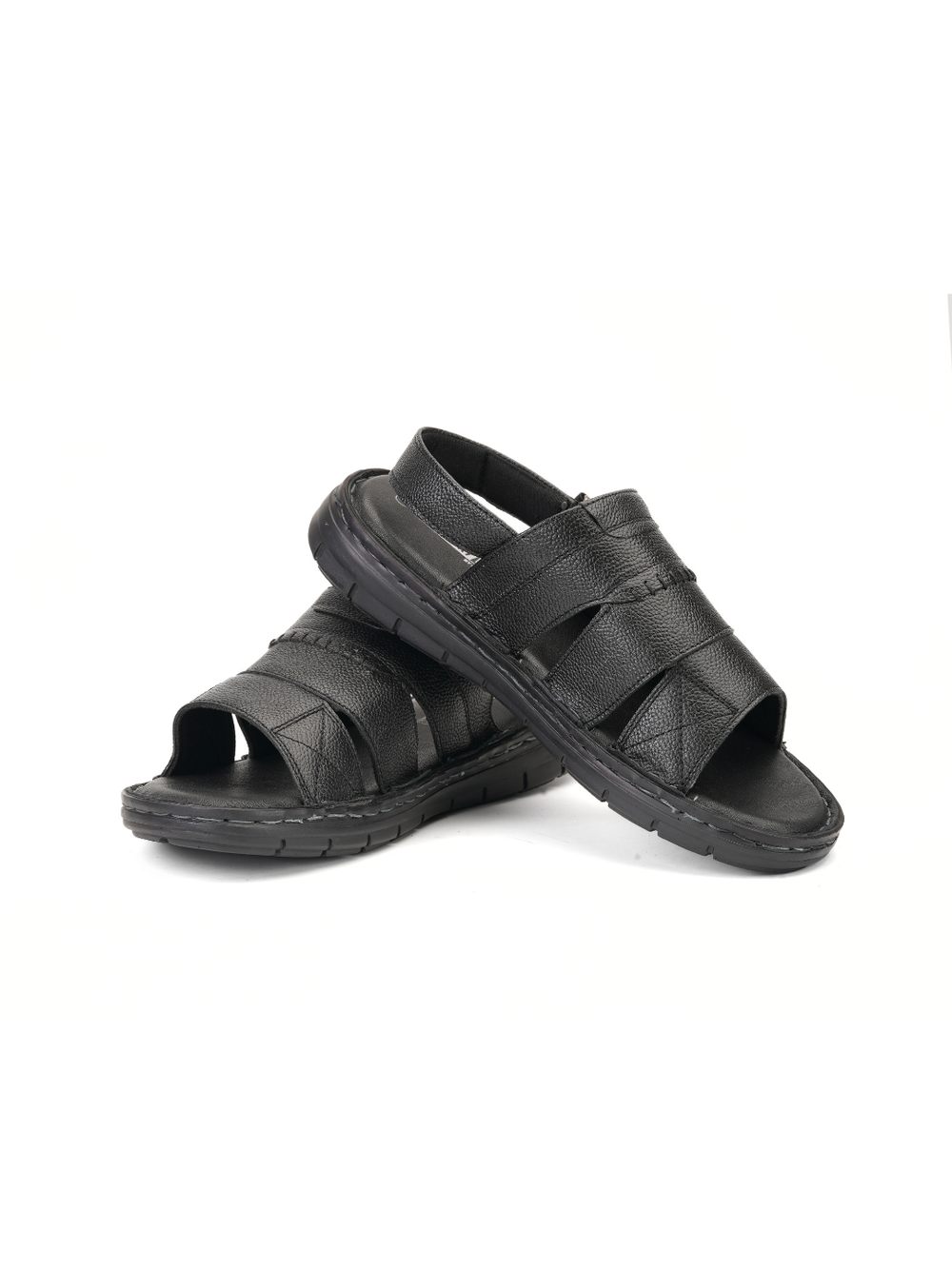 Comfort Walk Black Genuine Leather Formal Sandal For Men Cwm031009 C001