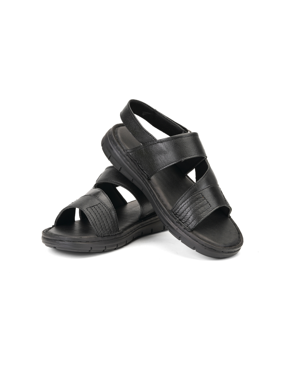 Comfort Walk Black Genuine Leather Formal Sandal For Men Cwm031010 C001