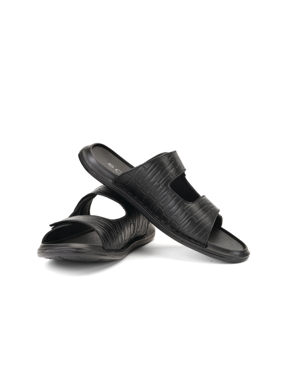 City Magic Black Genuine Leather Casual Slipper For Men Cmm041012 C001