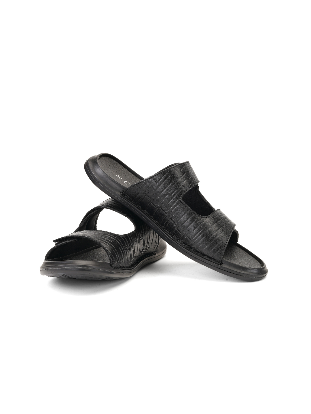 City Magic Black Genuine Leather Casual Slipper For Men Cmm041012 C001