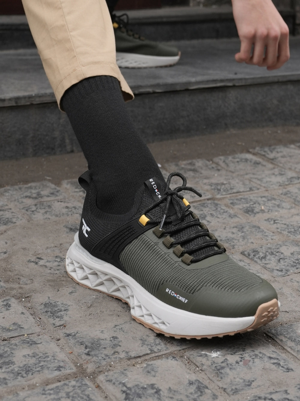 Red Chief Sports Black-Olive Walking Shoes For Men  W7014 F022