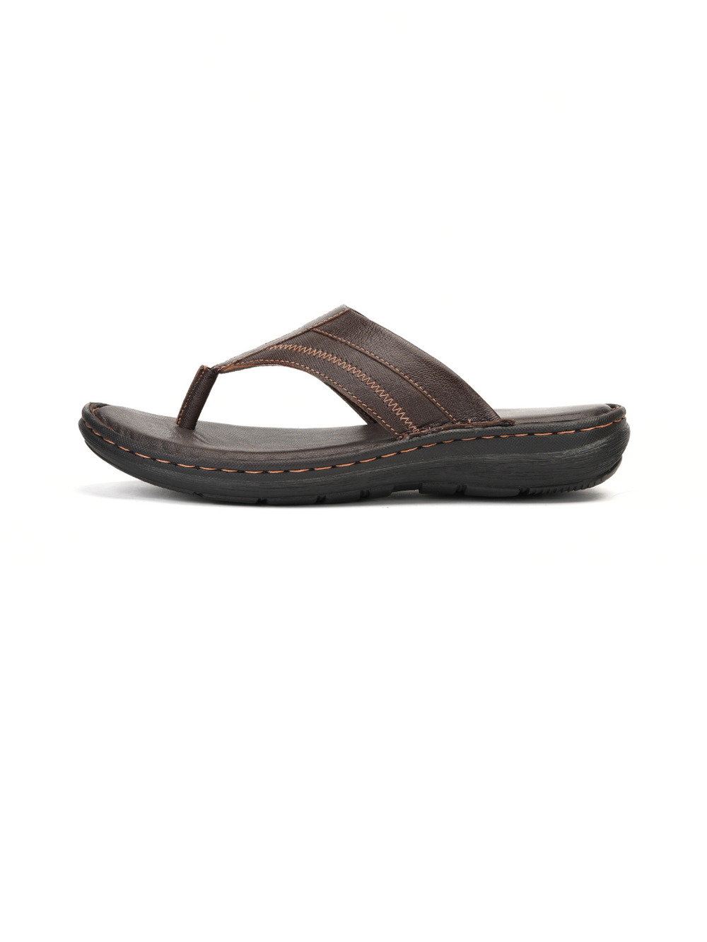 City Magic Brown Genuine Leather Thong Slipper For Men Cmm041011 C003