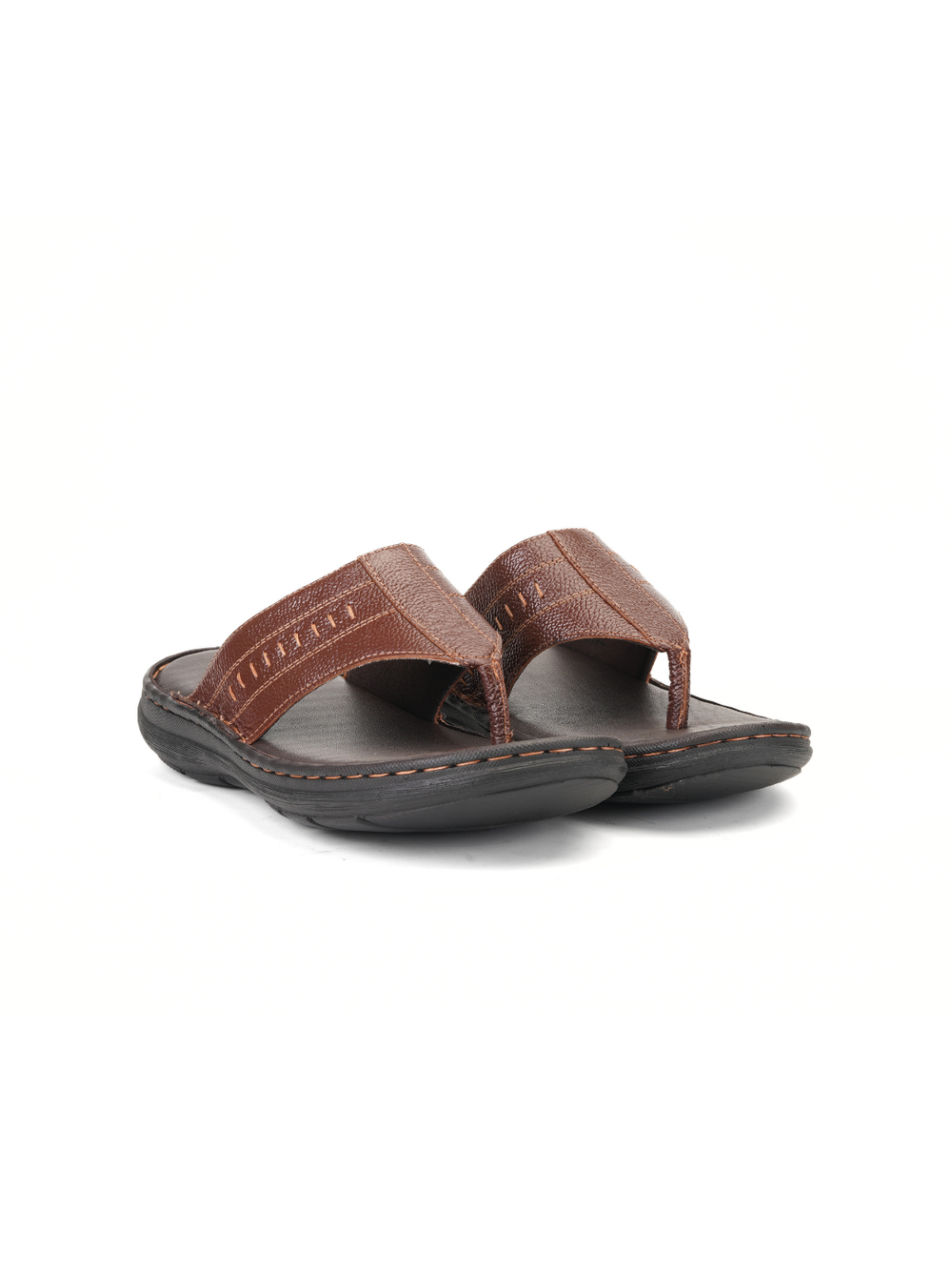 City Magic Brown Genuine Leather Thong Slipper For Men Cmm041010 C003
