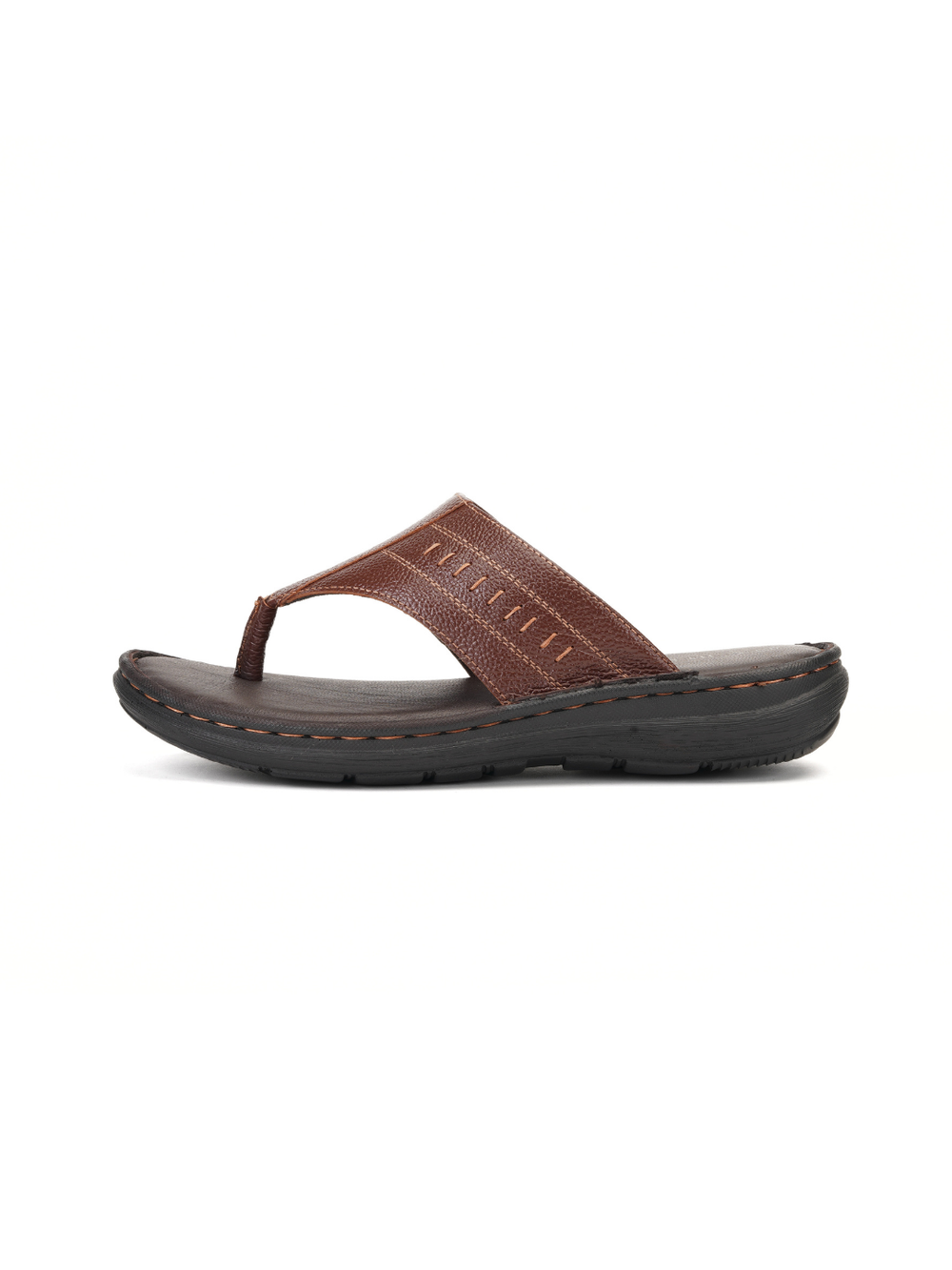 City Magic Brown Genuine Leather Thong Slipper For Men Cmm041010 C003