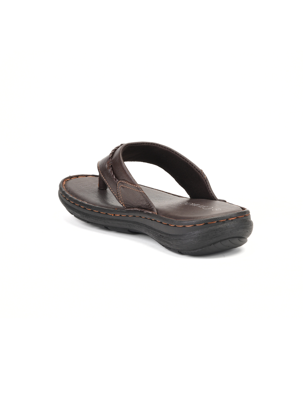 City Magic Brown Genuine Leather Thong Slipper For Men Cmm041009 C003