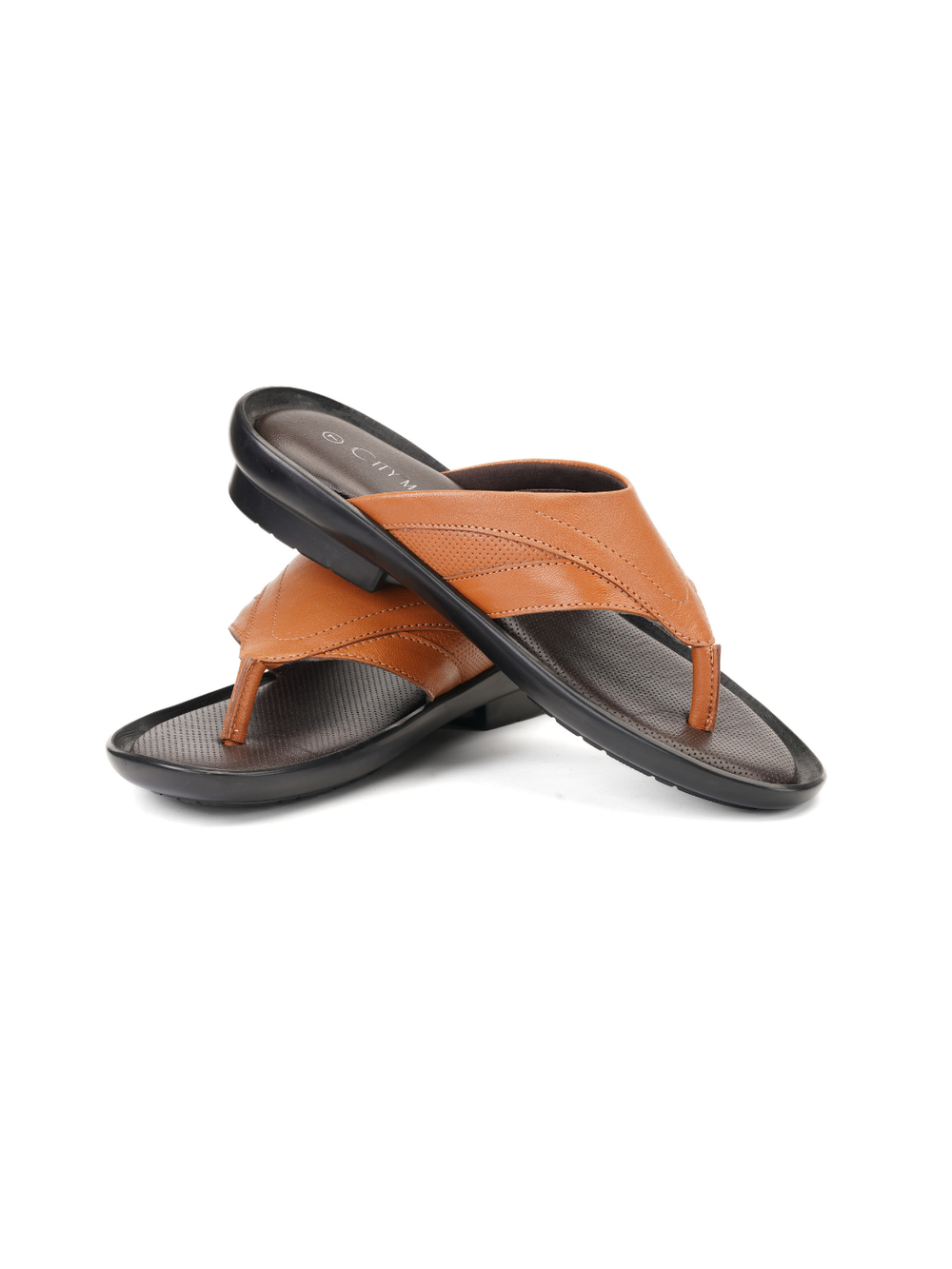 City Magic Tan Genuine Leather Thong Slipper For Men Cmm041008 C006