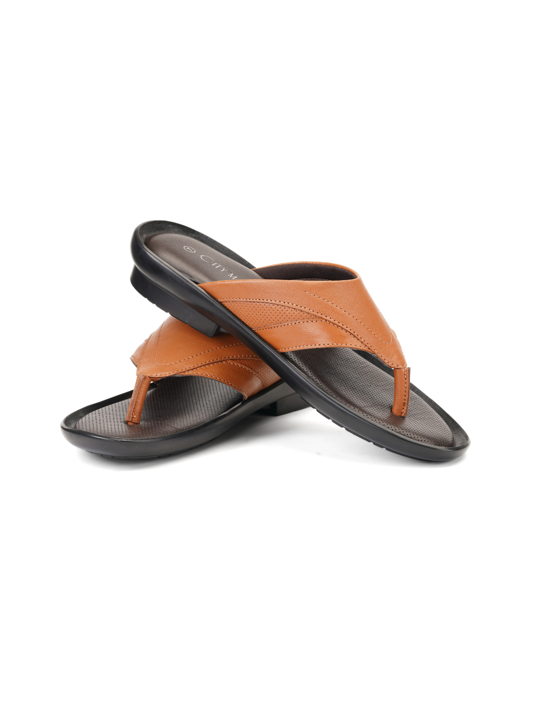 City Magic Tan Genuine Leather Thong Slipper For Men Cmm041008 C006