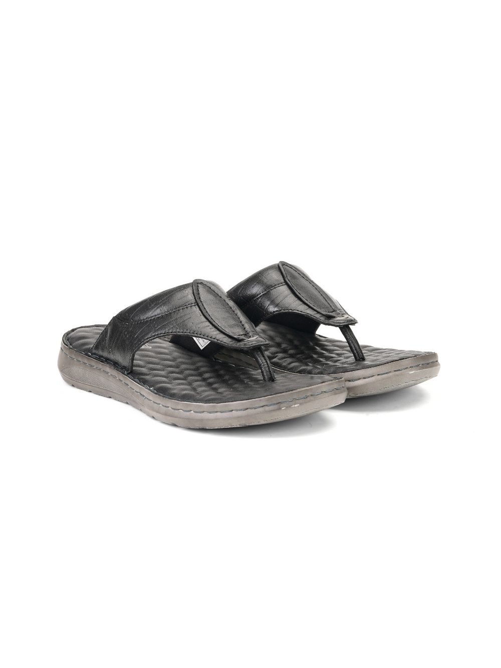 Comfort Walk Black Genuine Leather Thong Slipper For Men Cwm041014 C001