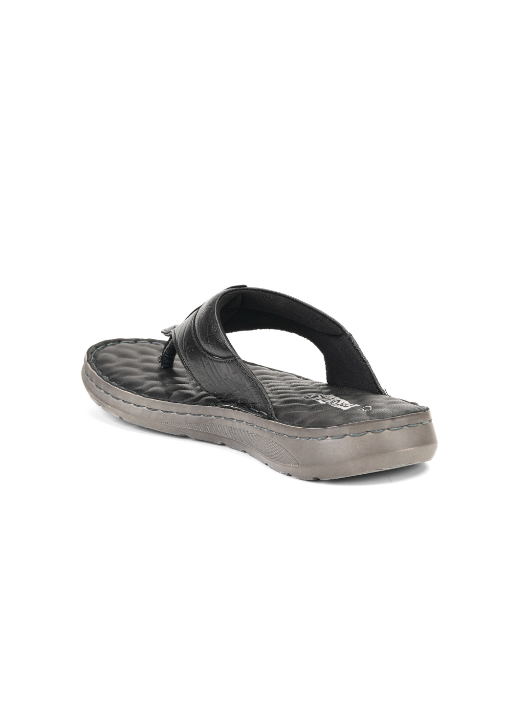 Comfort Walk Black Genuine Leather Thong Slipper For Men Cwm041014 C001