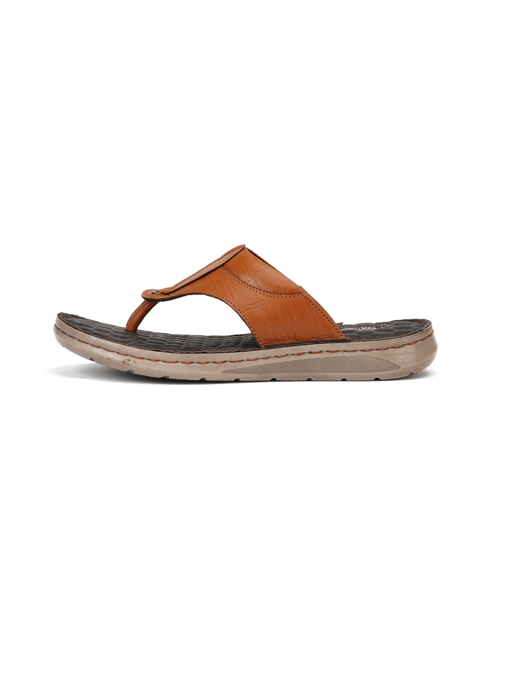 Comfort Walk Tan Genuine Leather Thong Slipper For Men Cwm041014 C006