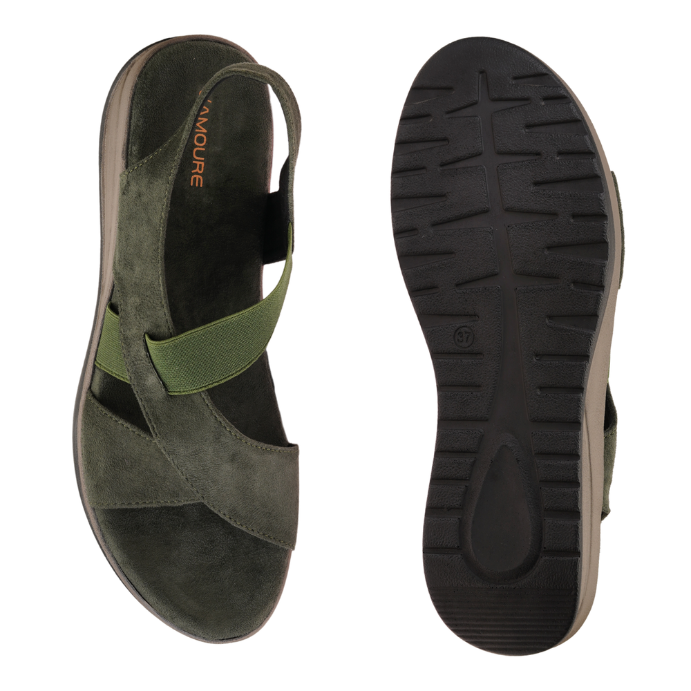 Lamoure Olive Casual Flat For Women Lmw049214 C084