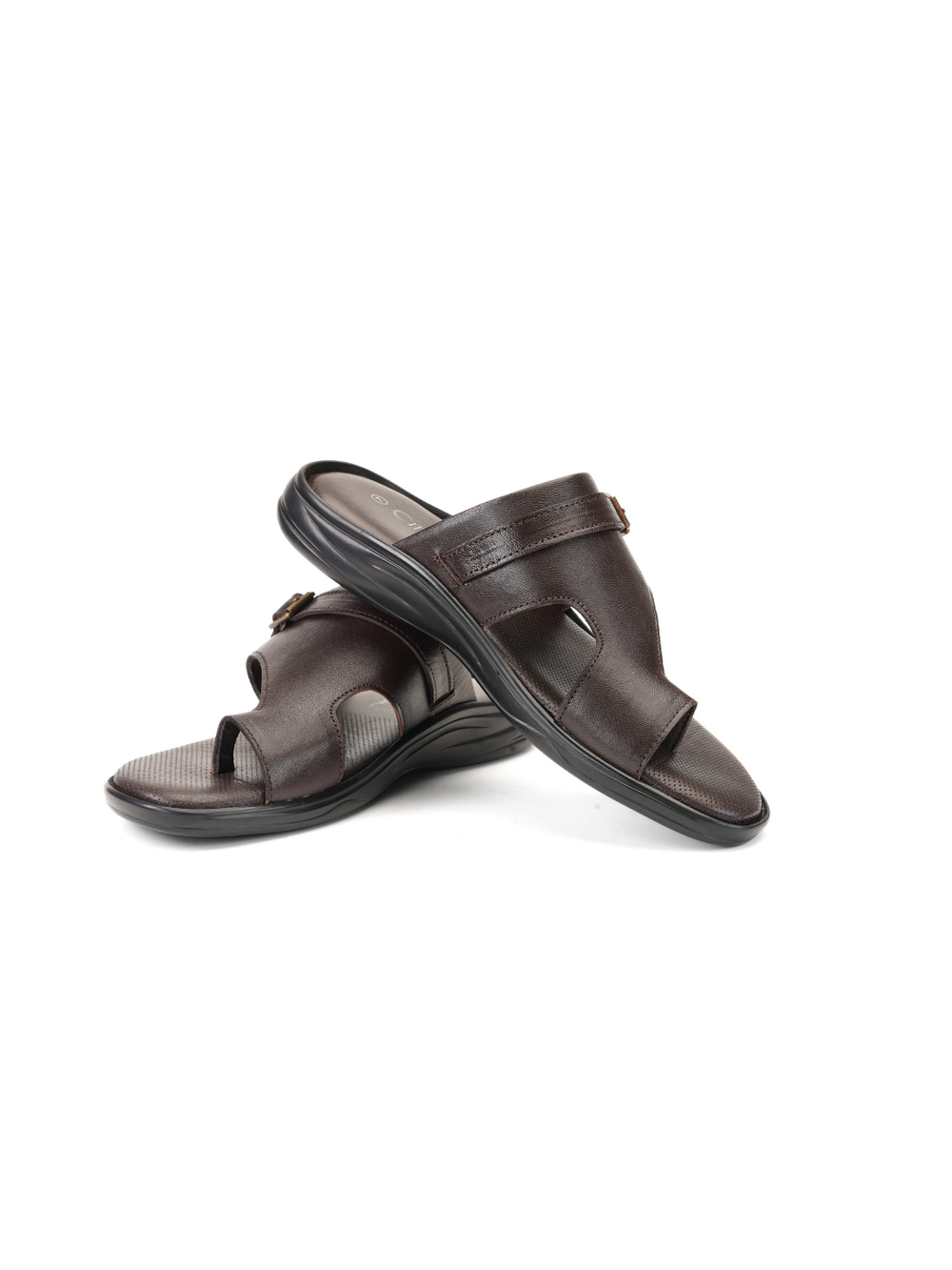City Magic Brown Genuine Leather Toe Ring Slipper For Men Cmm041007 C003