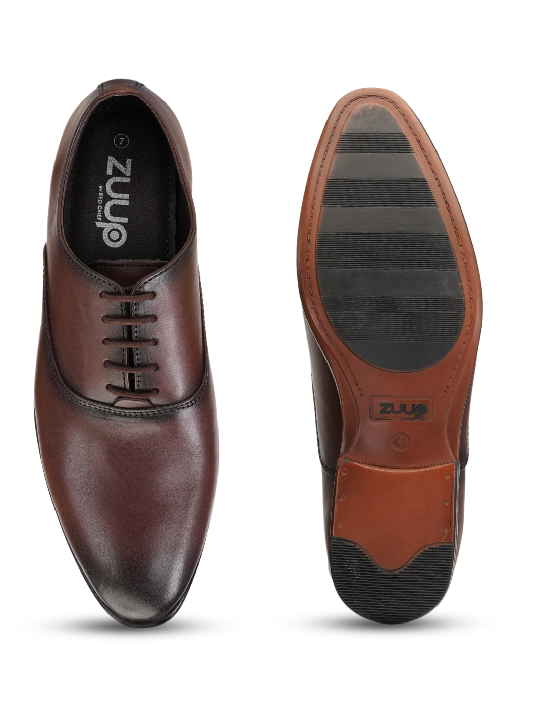 Zuup Brown Genuine Leather Oxford Formal Shoes For Men Zfm021006 C003