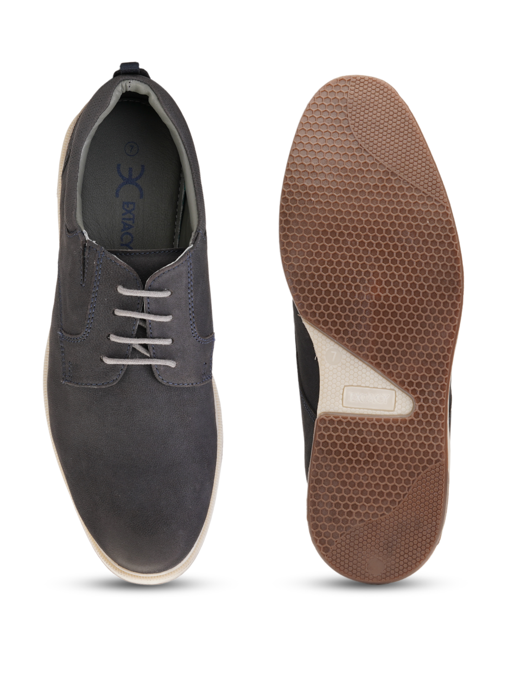Extacy Blue Genuine Leather Derby Casual Shoes For Men Exm010223 C002
