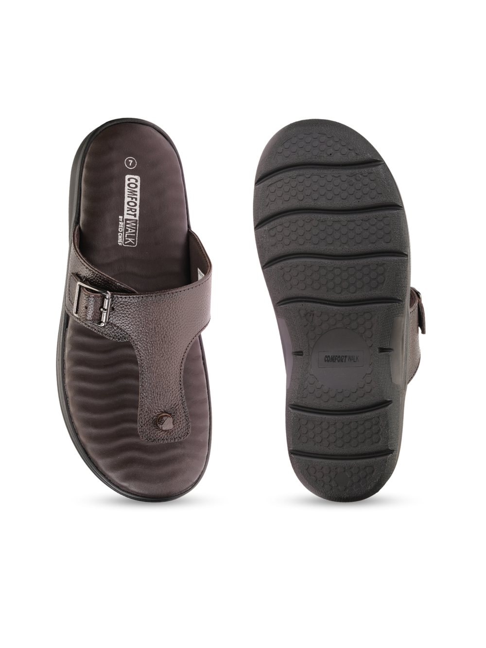 Comfort Walk Dark Brown Genuine Leather Toe Ring Slipper For Men Cwm041013 C258