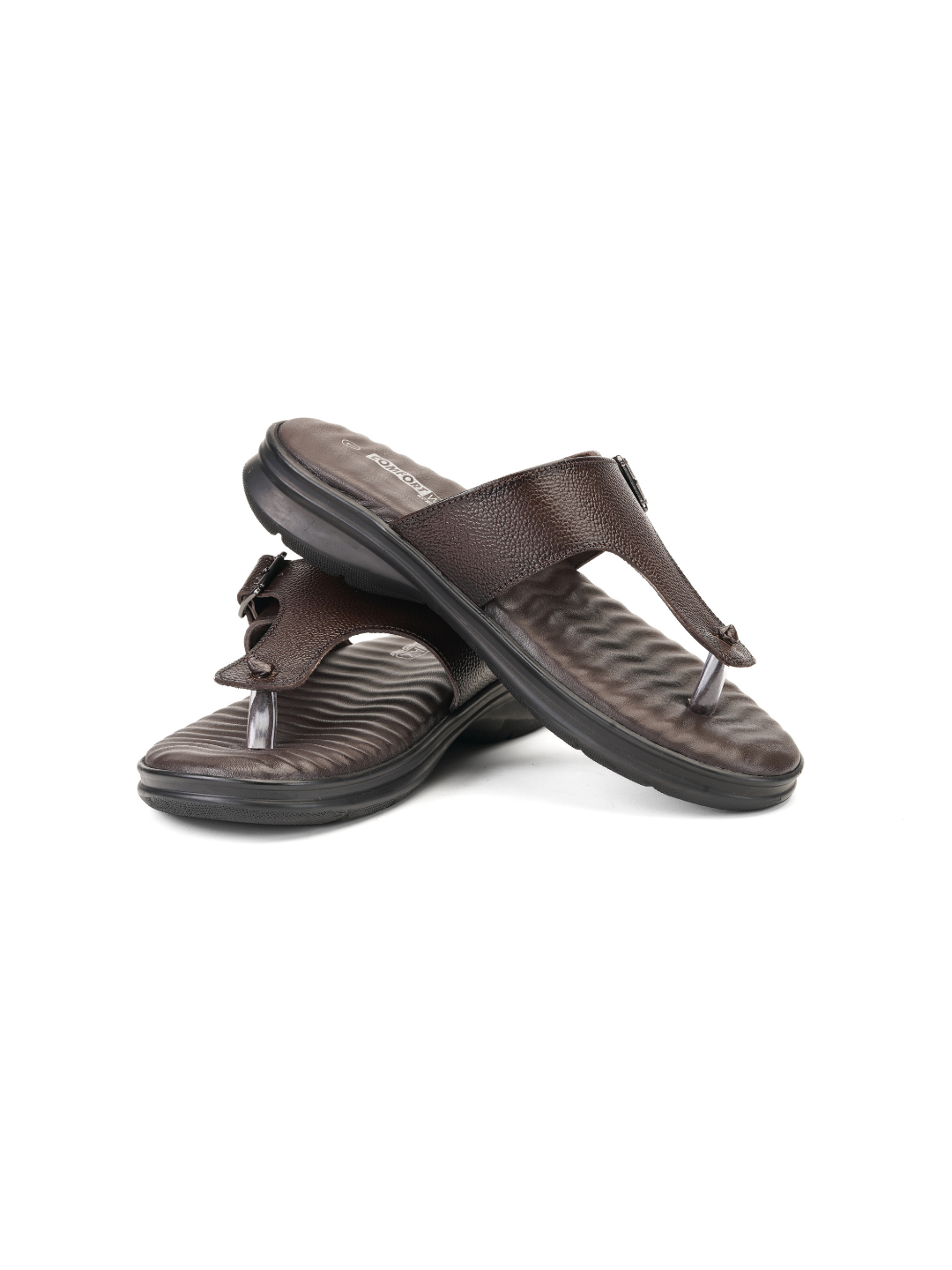 Comfort Walk Dark Brown Genuine Leather Toe Ring Slipper For Men Cwm041013 C258