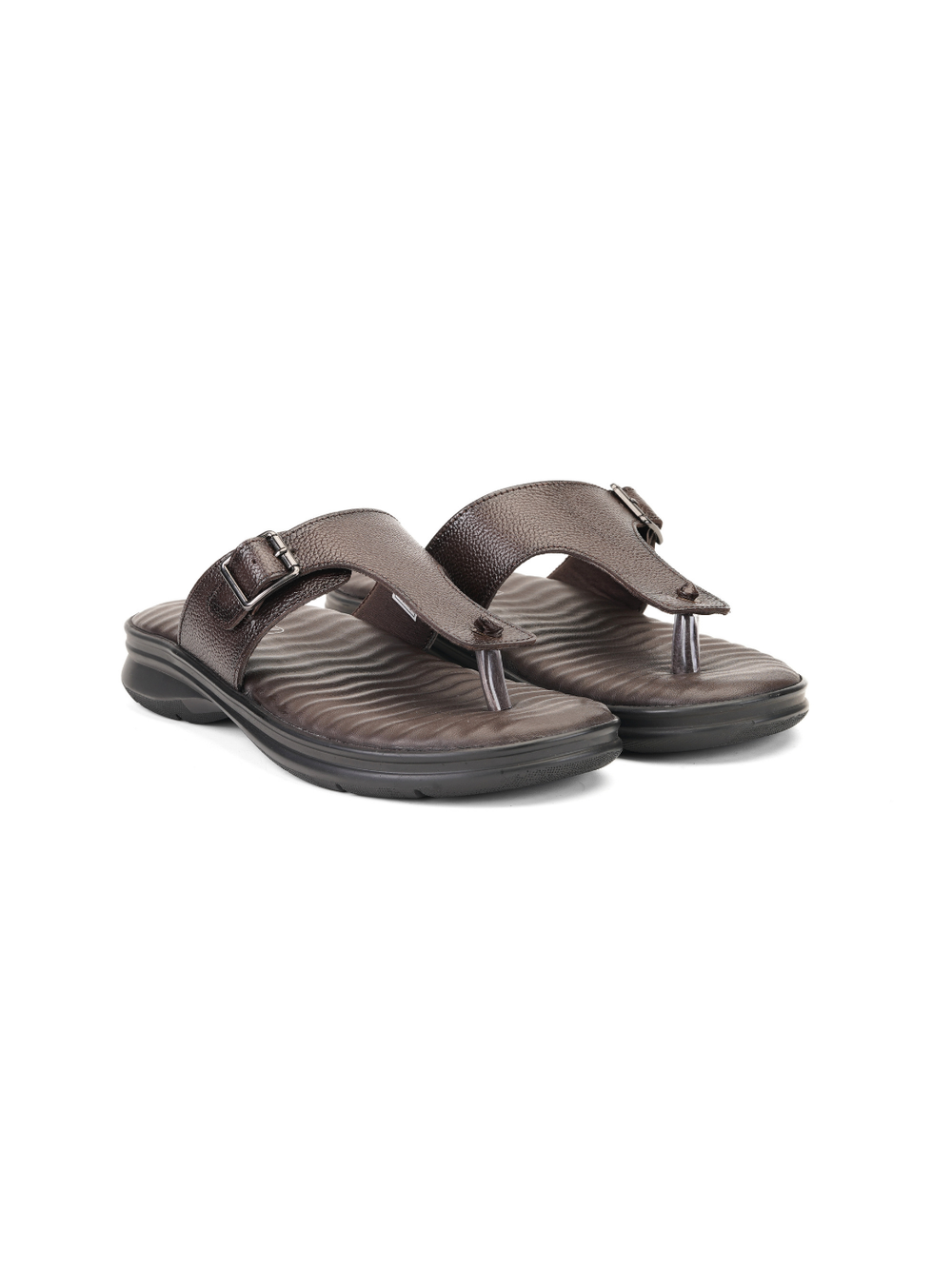 Comfort Walk Dark Brown Genuine Leather Toe Ring Slipper For Men Cwm041013 C258
