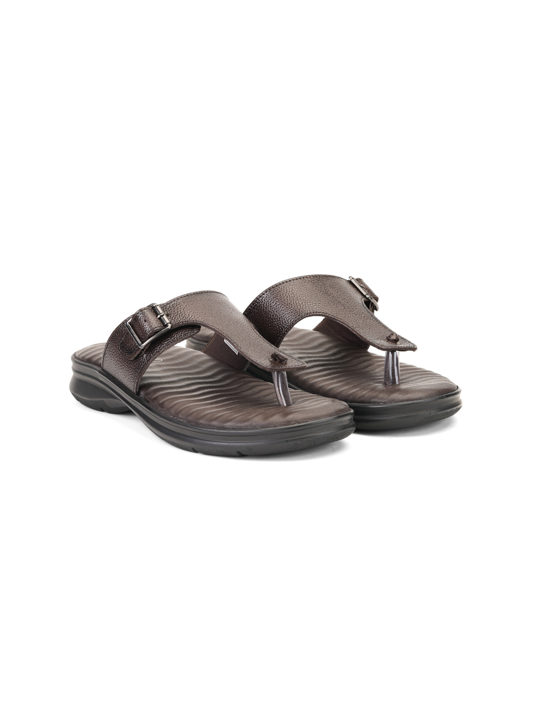 Comfort Walk Dark Brown Genuine Leather Toe Ring Slipper For Men Cwm041013 C258