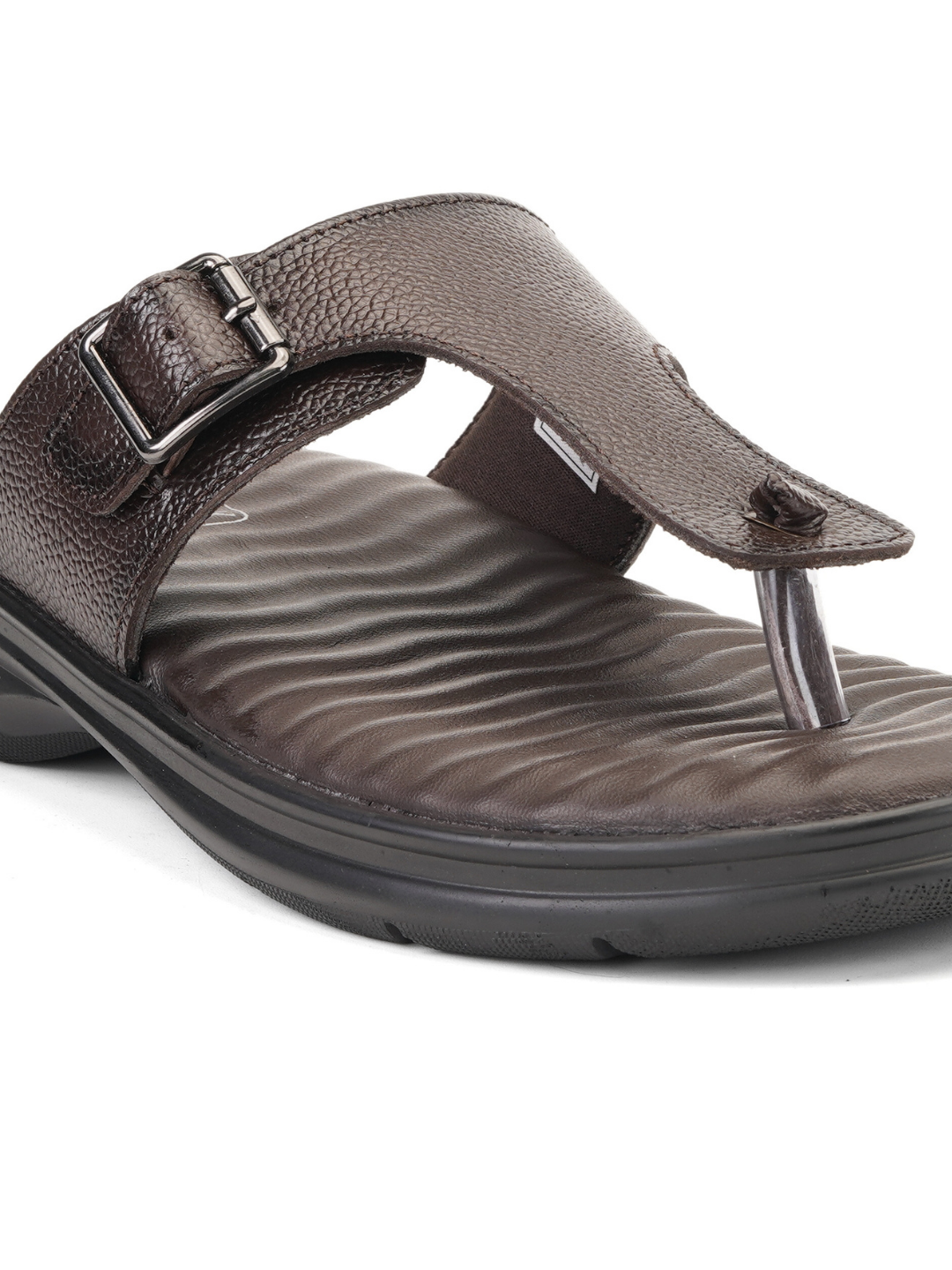 Comfort Walk Dark Brown Genuine Leather Toe Ring Slipper For Men Cwm041013 C258