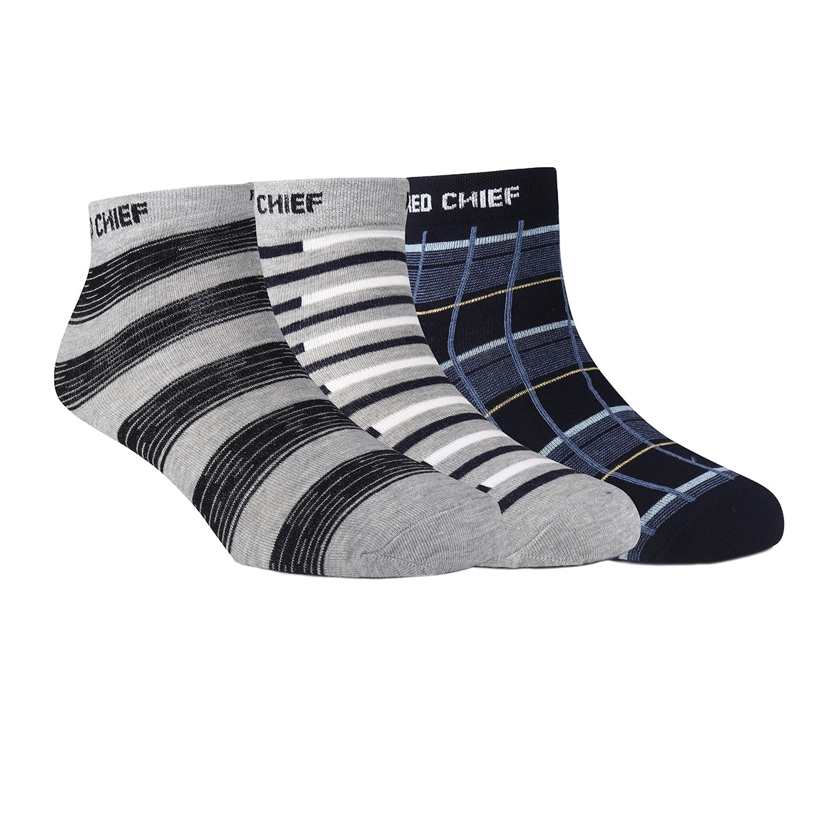 Red Chief Assorted 3 Pair Colour Ankle Socks For Men A20118 G0004