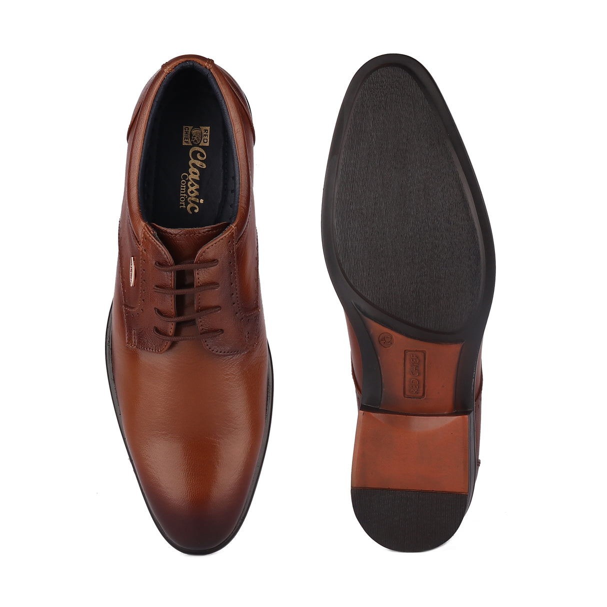 Red Chief Tan Leather Derby Formal Shoes For Men Rc1946 006