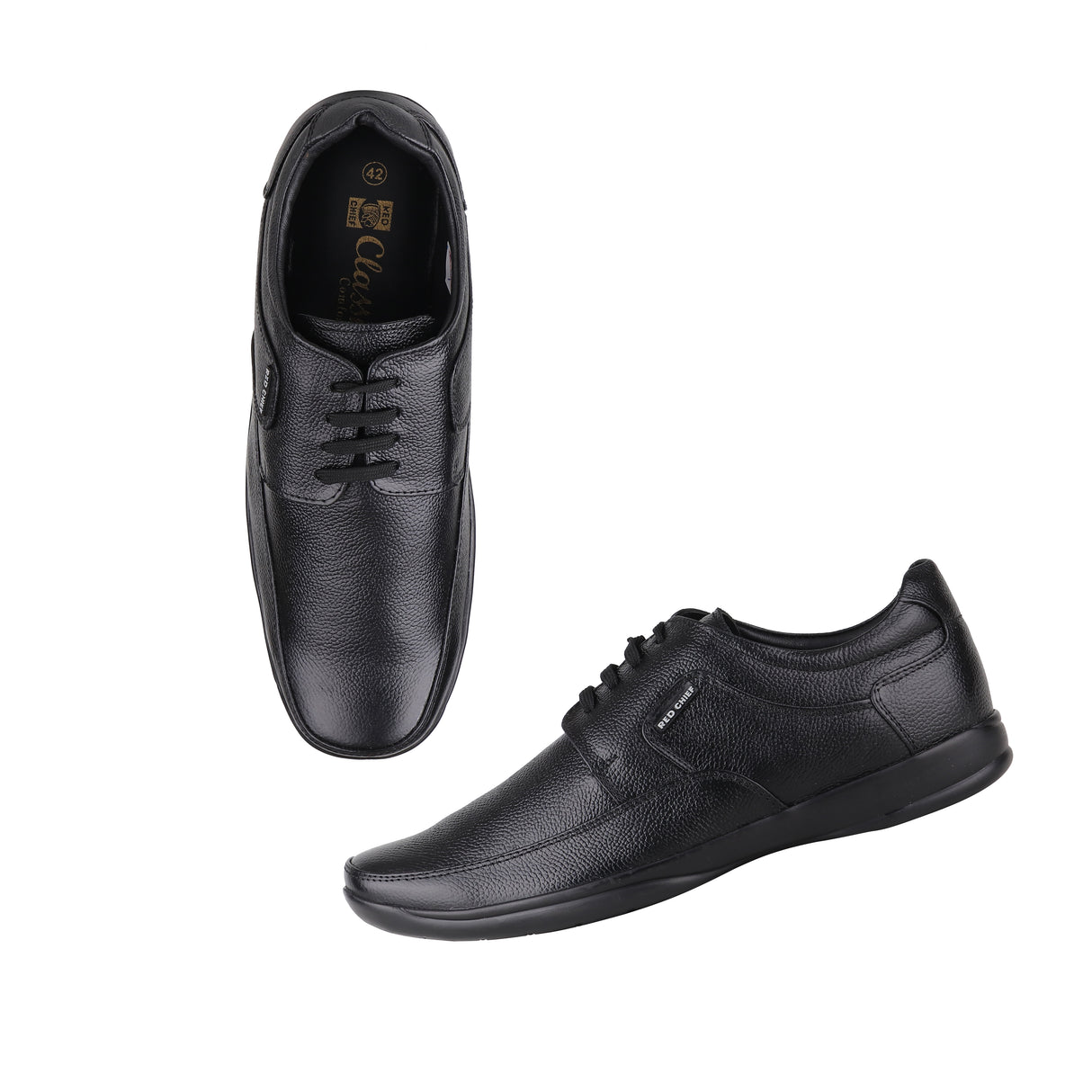 Red Chief Black Leather Derby Formal Shoes For Men Rc1090 001