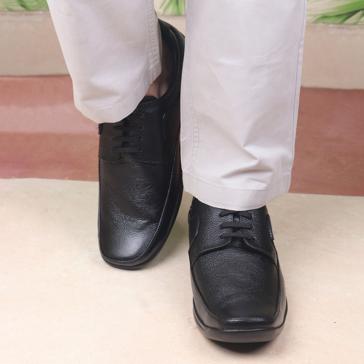 Red Chief Black Leather Derby Formal Shoes For Men Rc1090 001