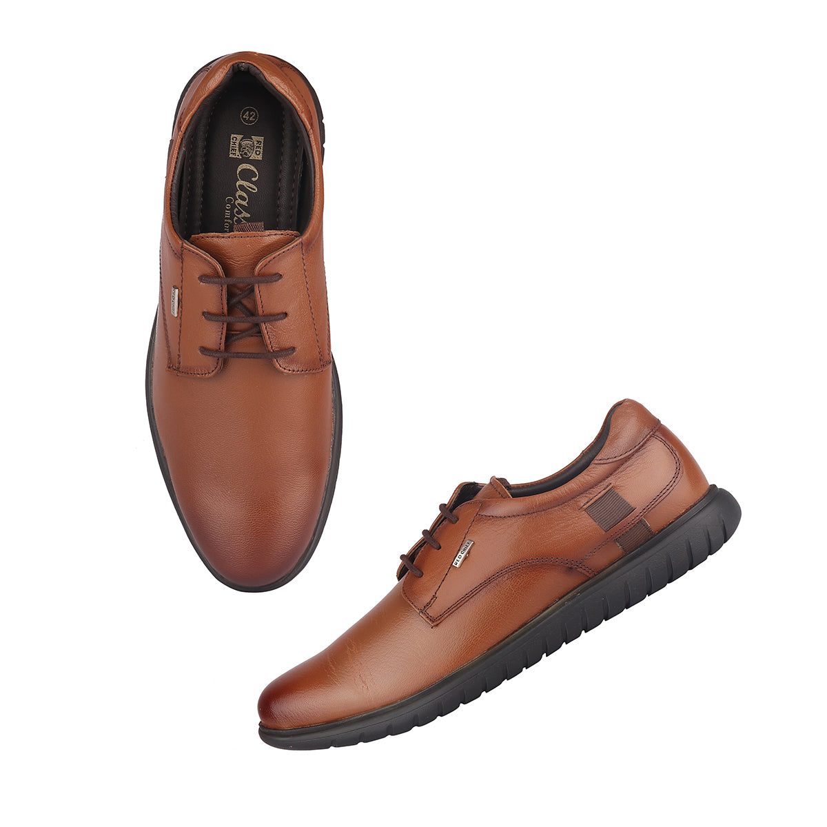 Red Chief Tan Leather Derby Formal Shoes For Men Rc1805 006