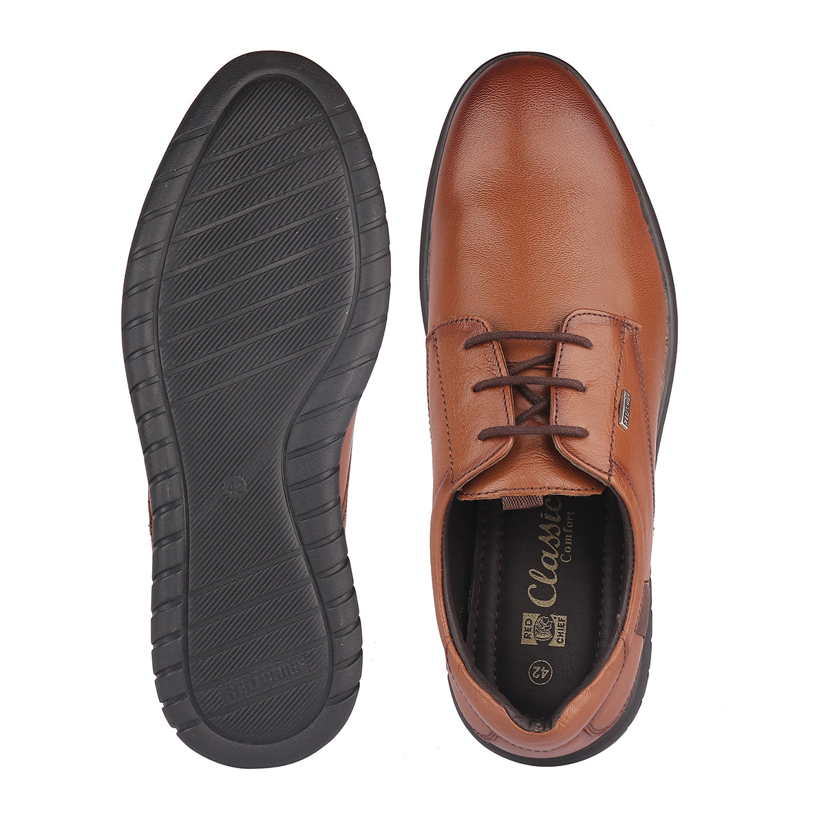 Red Chief Tan Leather Derby Formal Shoes For Men Rc1805 006