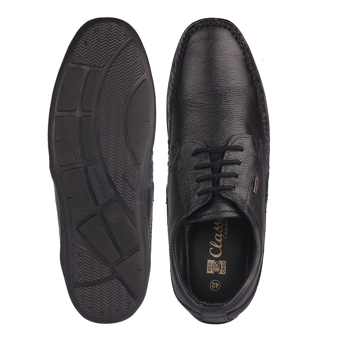 Red Chief Black Leather Derby Formal Shoes For Men Rc1811 001