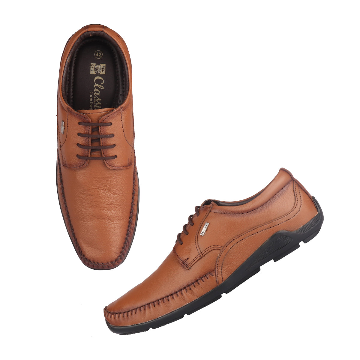Red Chief Tan Leather Derby Formal Shoes For Men Rc1811 006