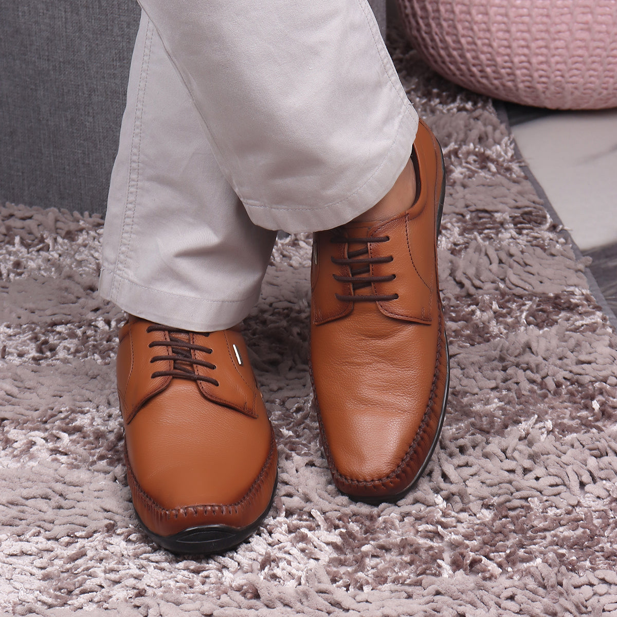 Red Chief Tan Leather Derby Formal Shoes For Men Rc1811 006