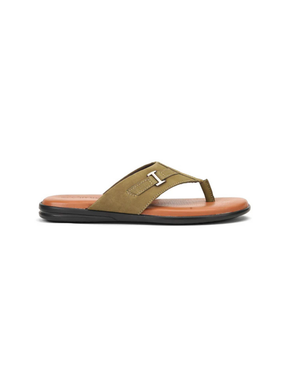 City Magic Olive Genuine Leather Thong Slipper For Men Cmm041004 C084