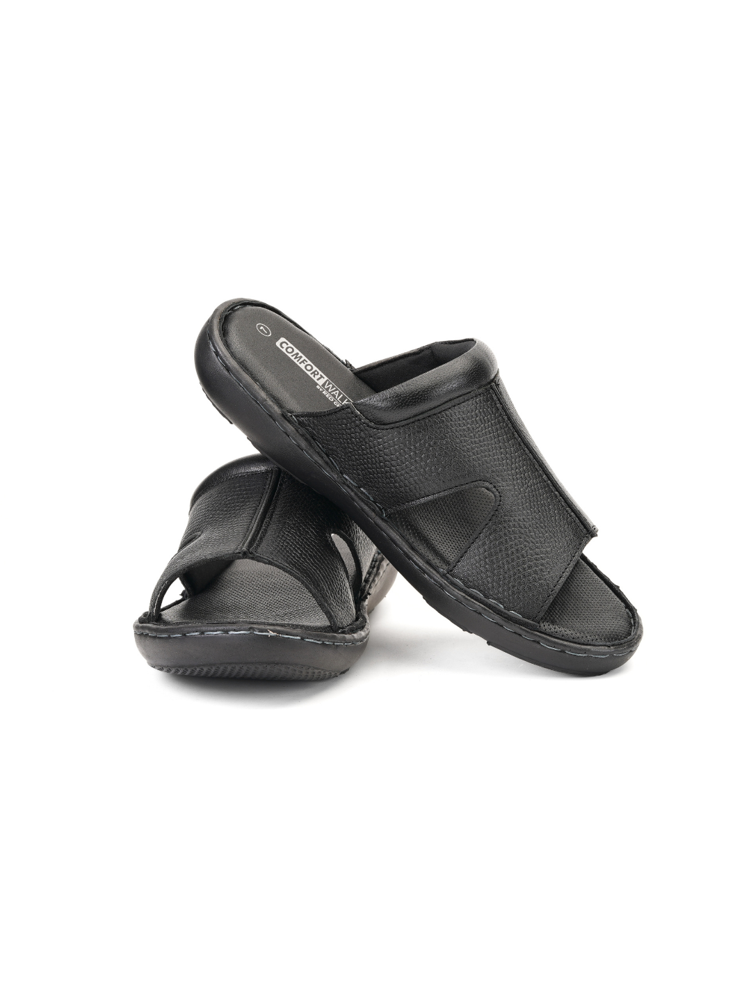 Comfort Walk Black Genuine Leather Formal Slipper For Men Cwm041012 C001