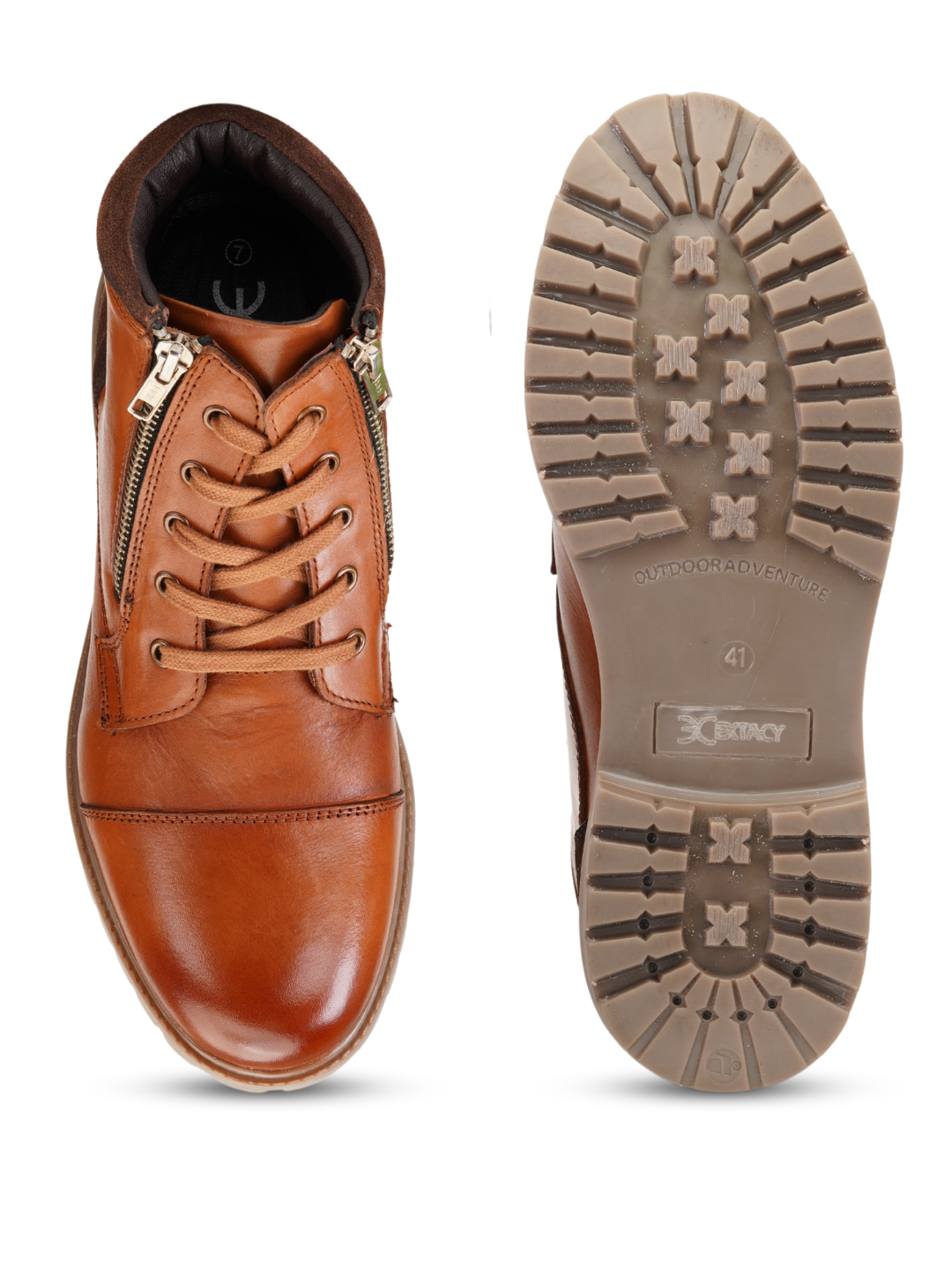 Extacy Tan Genuine Leather Ankel Lace Boot Casual Shoes For Men Exm010236 C006