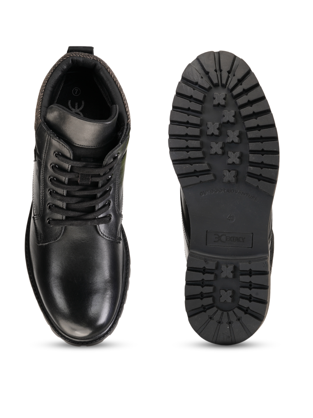 Extacy Black Genuine Leather Ankel Lace Boot Casual Shoes For Men Exm010237 C001