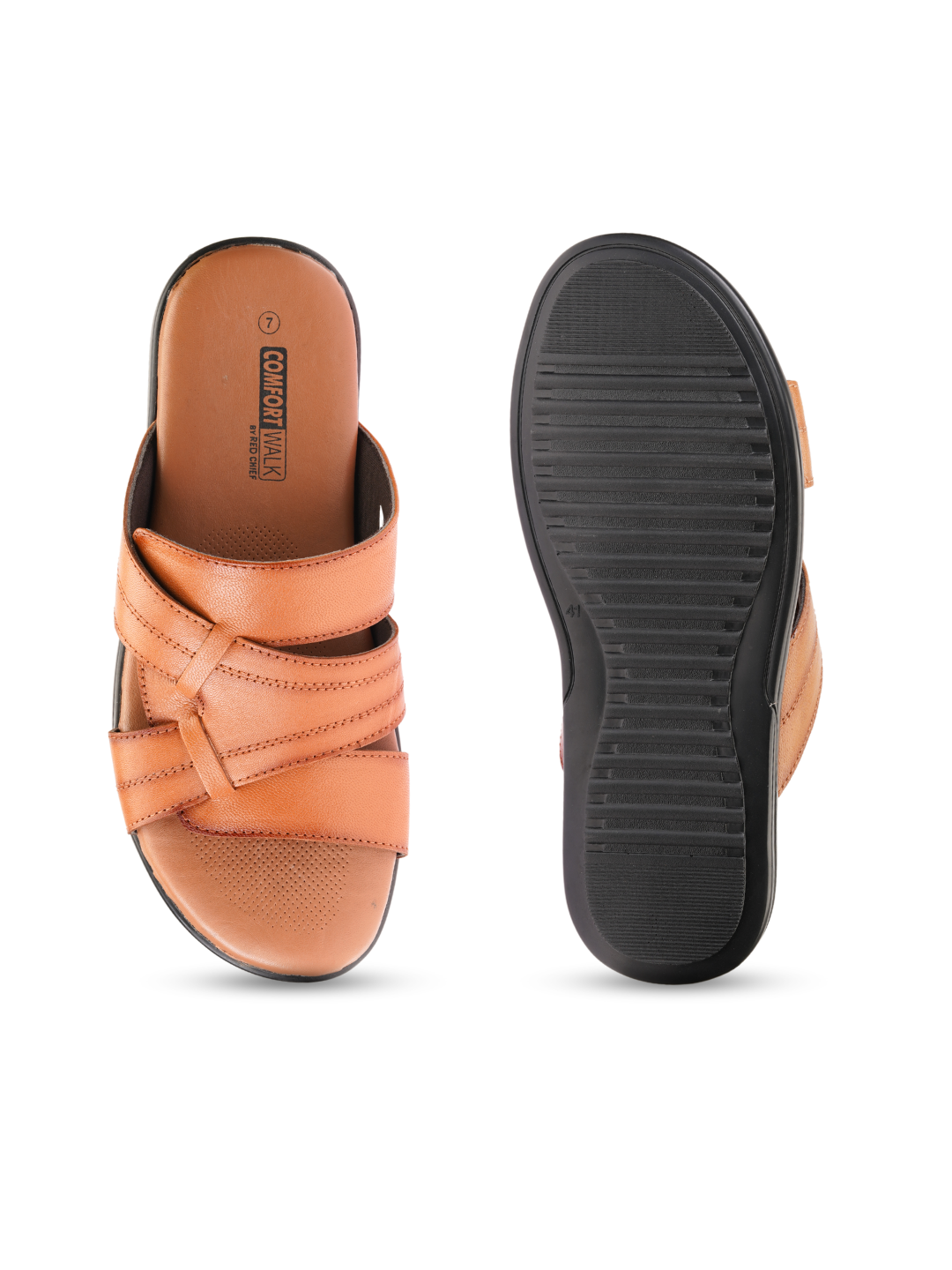 Comfort Walk Tan Genuine Leather Formal Slipper For Men Cwm041011 C006