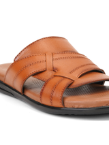 Comfort Walk Tan Genuine Leather Formal Slipper For Men Cwm041011 C006