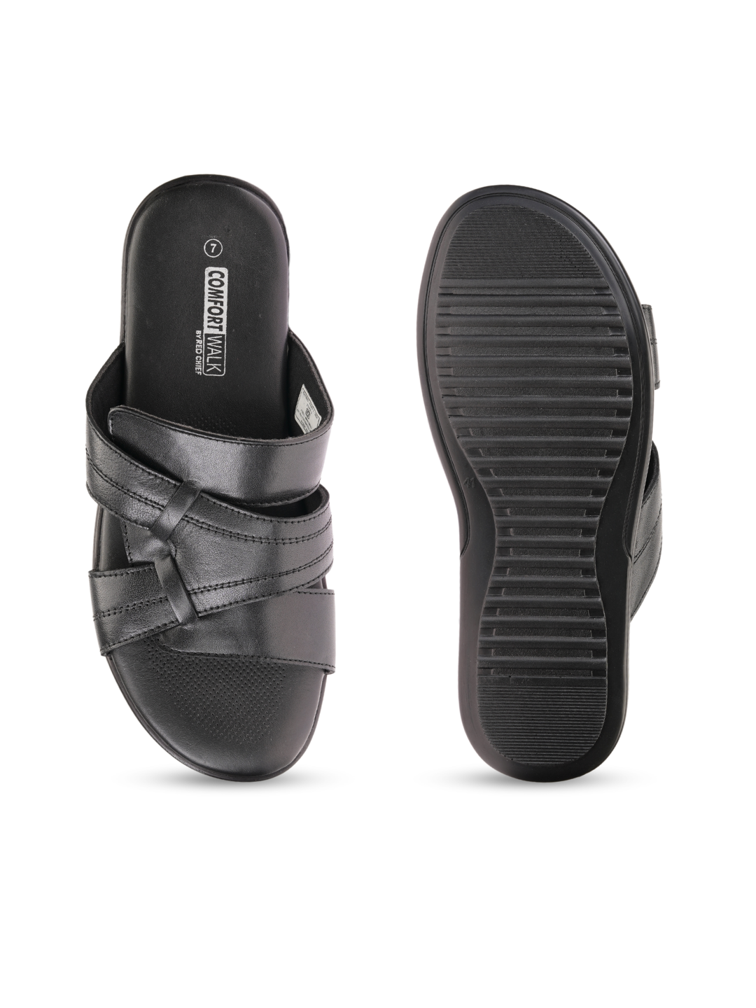 Comfort Walk Black Genuine Leather Formal Slipper For Men Cwm041011 C001