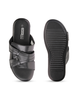 Comfort Walk Black Genuine Leather Formal Slipper For Men Cwm041011 C001
