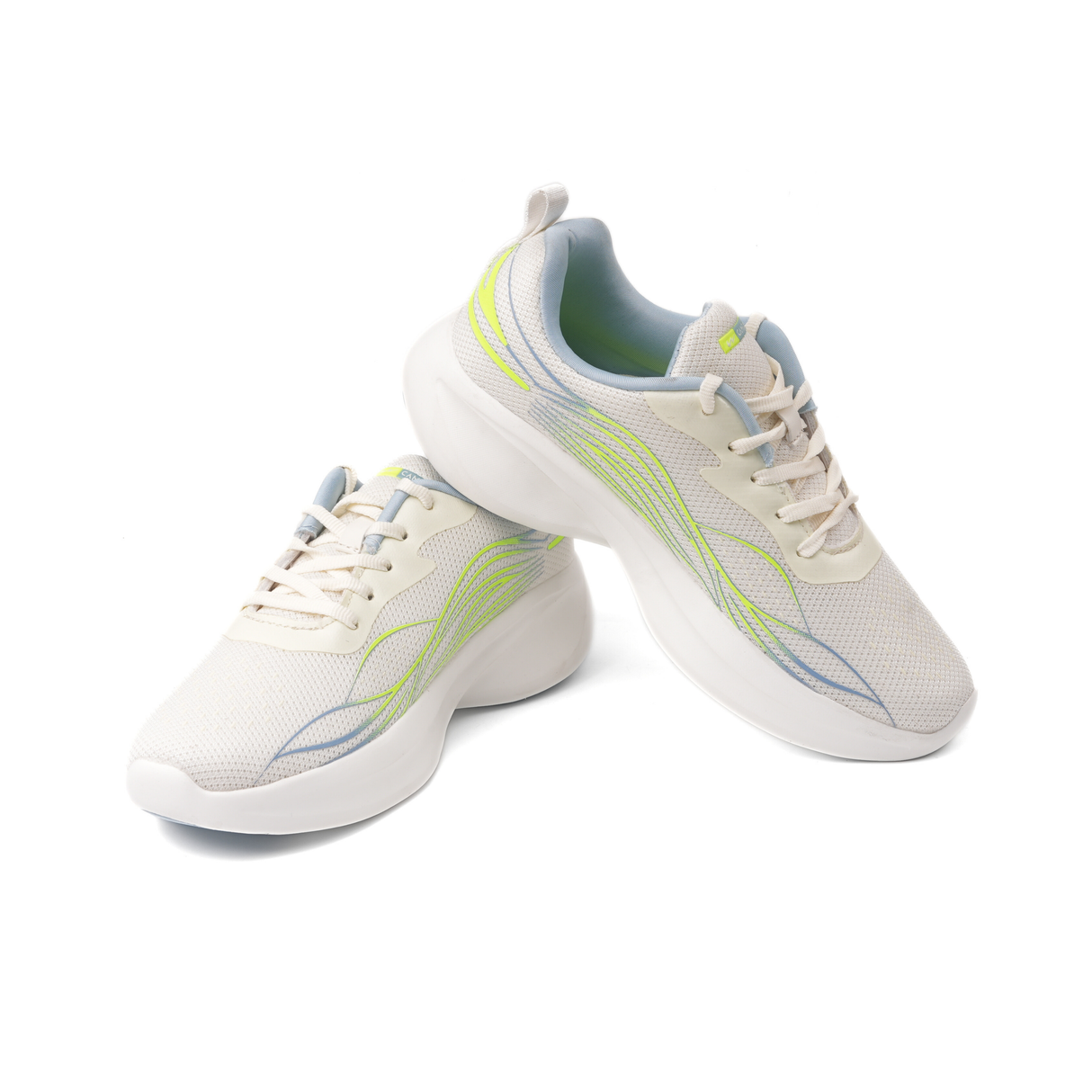 Campus White/Lemon Green Sports Shoes For Women Savvy-22L-930 C1087