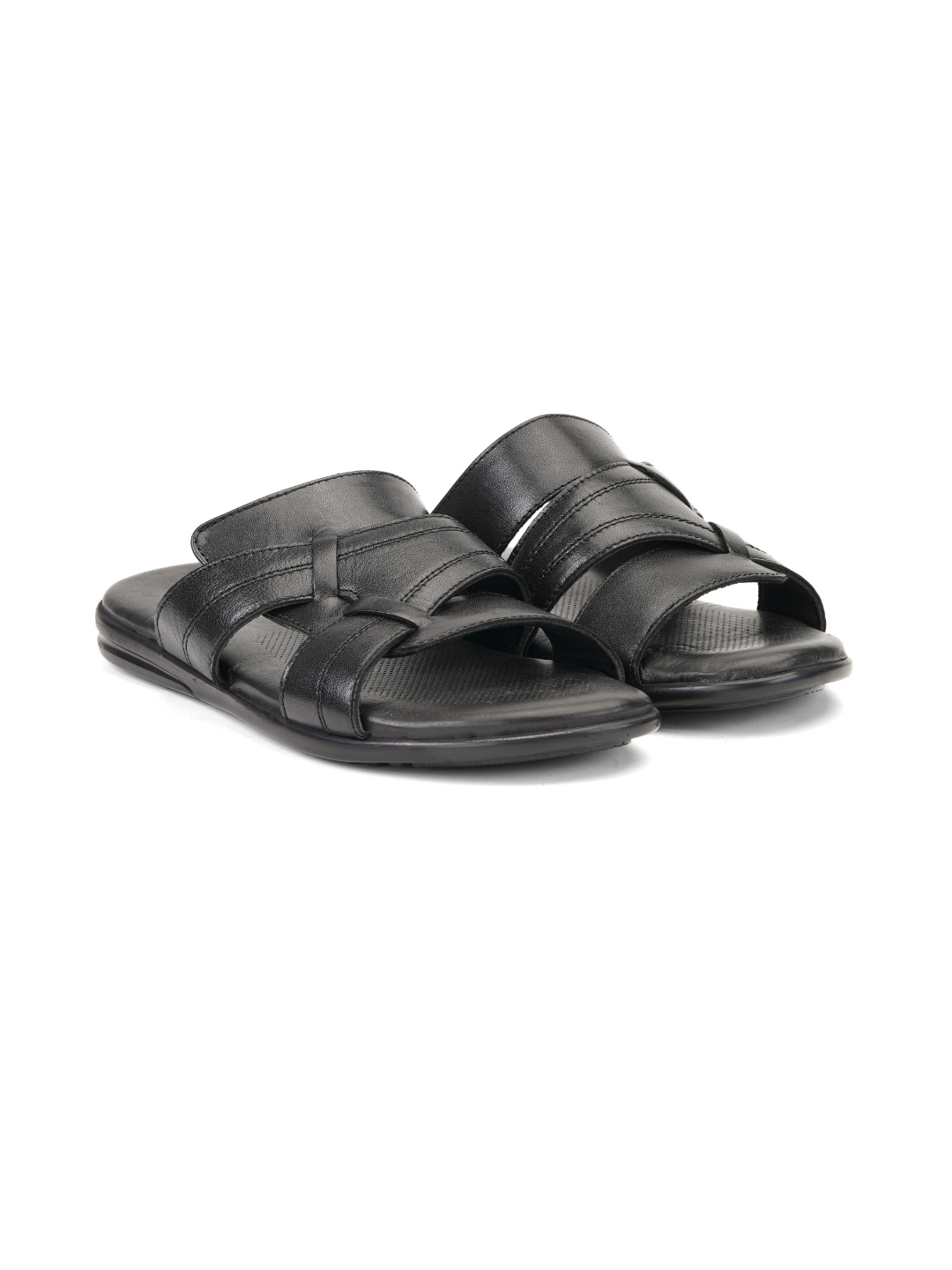 Comfort Walk Black Genuine Leather Formal Slipper For Men Cwm041011 C001